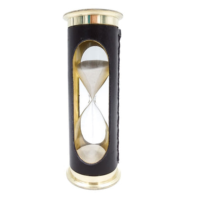5-Minute Hourglass with World Clock and Perpetual Calendar in a Leather Case - STPL133/6