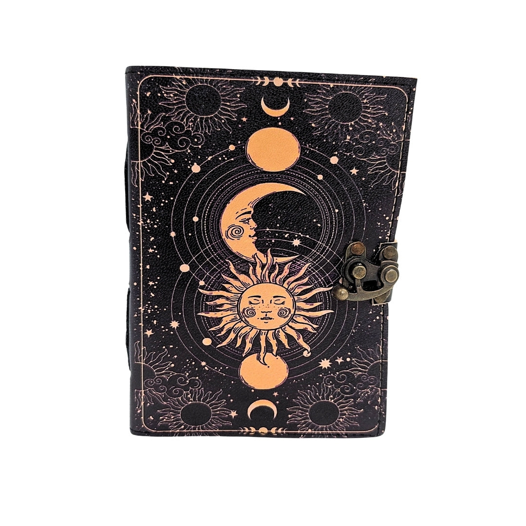Decorative Leather Notebook Sun and Moon 200 Pages - AH07