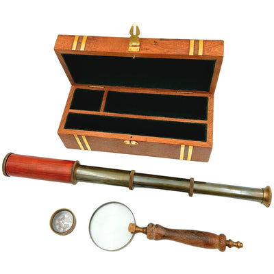 Exclusive Retro Gift Set – Spyglass, Compass and Magnifying Glass - NC102369