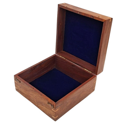 Elegant Wooden Gift Box, 20x20x11 cm, with a Navy Insert and Personalization Option via Engraving