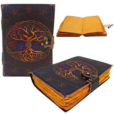 Vintage Retro Leather Notebook 200 Pages - Goat Leather - Tree of Life - AH18