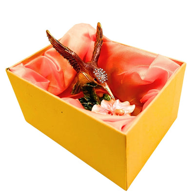 Exclusive Small Jewelry Trinket Box Decorated with Crystals – Hummingbird – HX357