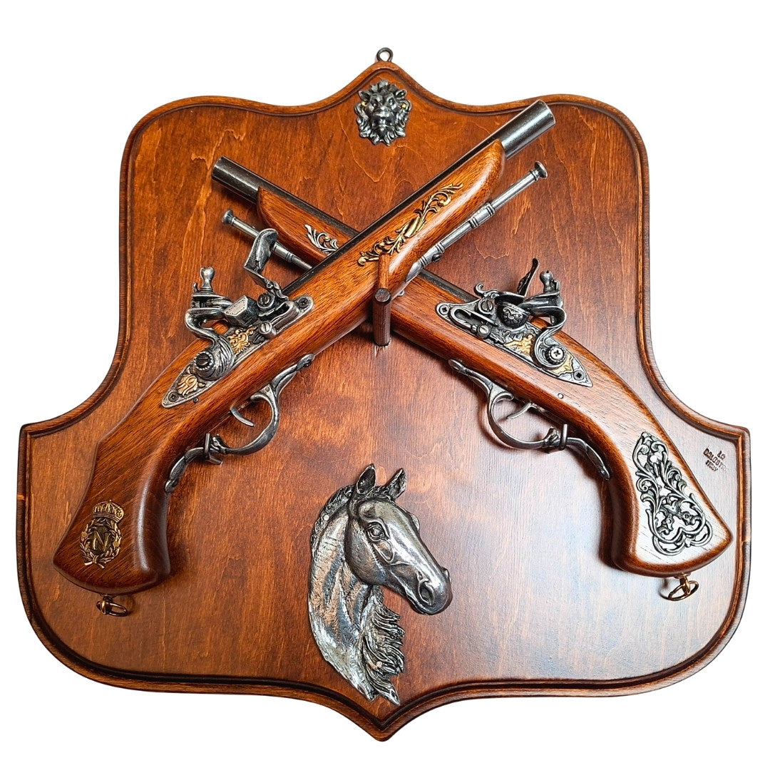 Replicas of 2 Flintlock Pistols on a Hanger – for Wall Mounting TR-236