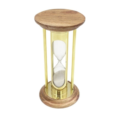 Brass and Wooden Hourglass 5 min Retro Style - NC3031