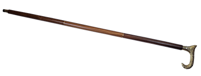 Wooden Walking Cane with Golden Handle - Foldable - Elegant Gift with Personalized Engraving Option - 91.5 cm, Brown with Brass Grip