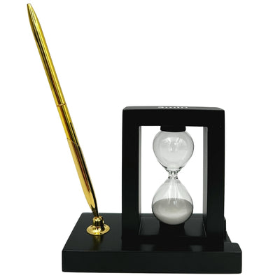 Decorative Desk Set with 3-Minute Hourglass and Pen Holder – 121W
