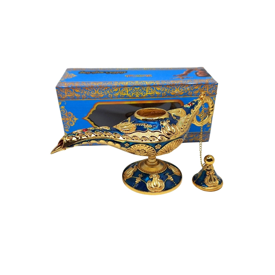 Alladin's Lamp LABB with metal decorations in gold color, dark navy blue, 22 x 7 x 11 cm