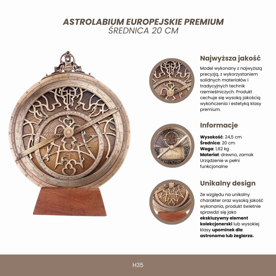 Large European astrolabe - diameter 20 cm - Premium gift for an astronomer or sailor - H35