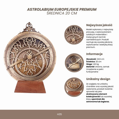Large European astrolabe - diameter 20 cm - Premium gift for an astronomer or sailor - H35