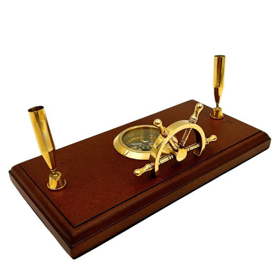 Nautical Desk Set – Ship's Wheel, Compass, Pen Holders – TT019