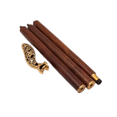 Folding Wooden Walking Stick with a richly decorated handle - DNU-014A