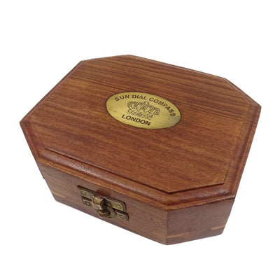 Sundial with Compass in a Wooden Box – Retro Gift for a Traveler – SUN-0106