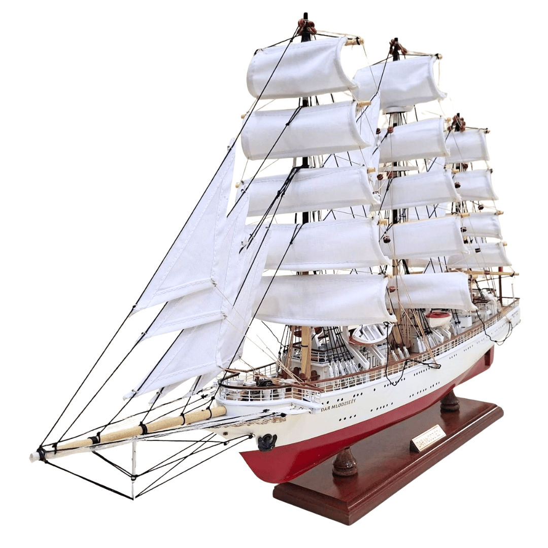 Exclusive XXL 71 cm Dar Młodzieży sailing ship model, with the option of personalization by engraving