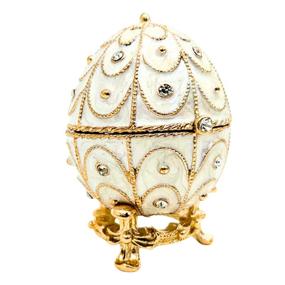 Exclusive Metal Fabergé Egg Trinket Box with Crystals - B0748-17WH