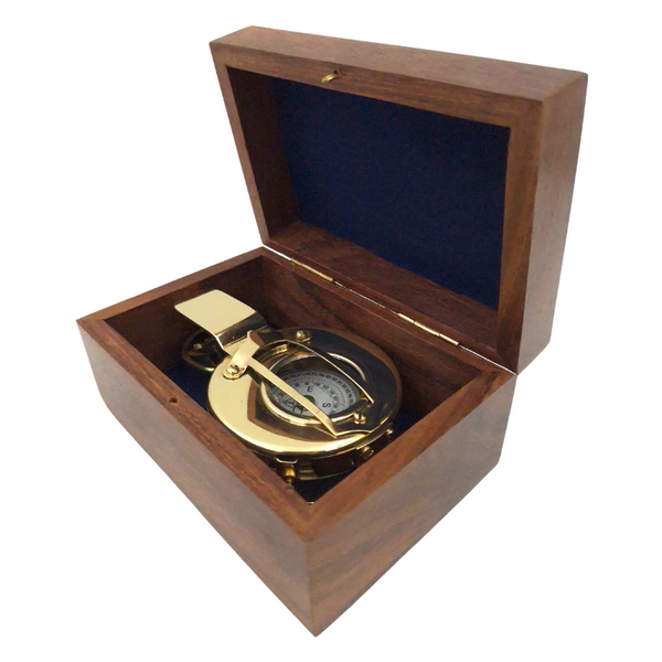 Brass Compass for Engineer, Surveyor, Soldier in a Wooden Box - CA32/2.5