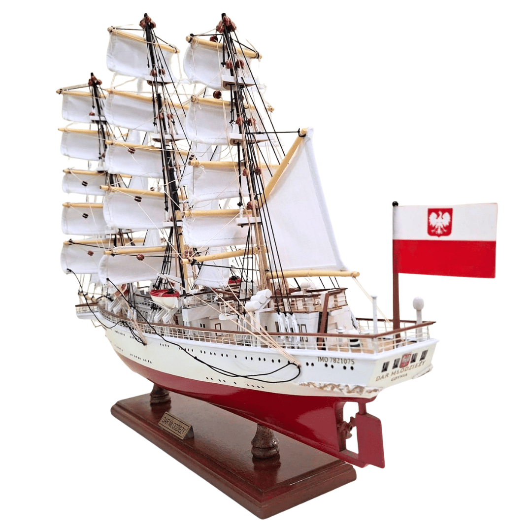Exclusive XXL 71 cm Dar Młodzieży sailing ship model, with the option of personalization by engraving