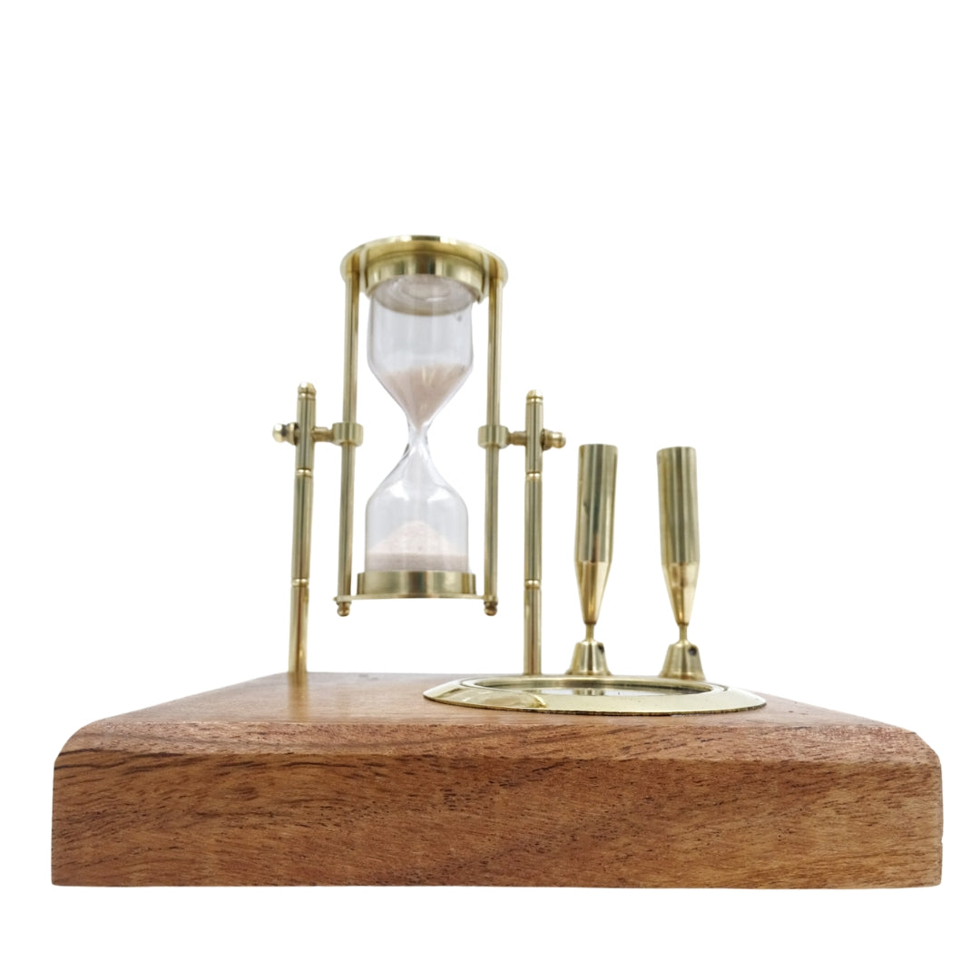 Retro Desk Set - Hourglass, Compass, and Pen Holders - NC2618OP