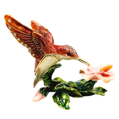 Exclusive Small Jewelry Trinket Box Decorated with Crystals – Hummingbird – HX357