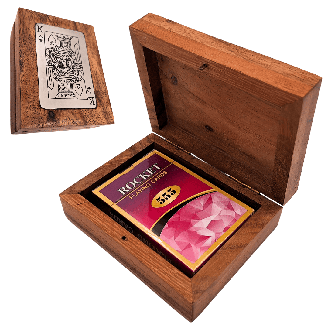 Deck of Cards in a Decorative Wooden Box - DNU-3025