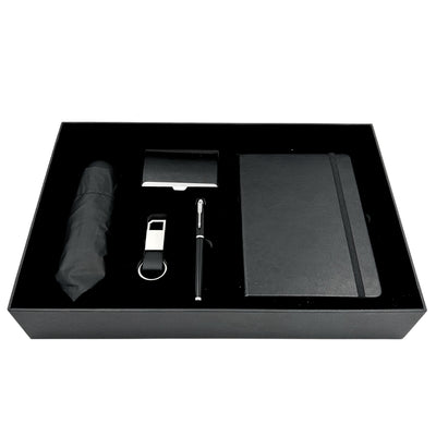 Elegant Premium Business Gift Set - Leather Notebook Umbrella Business Card Holder Pen Keychain - EE15