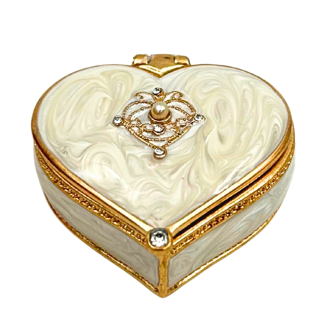 Exclusive Heart Jewelry Trinket Box with Crystals - B0767-06WH