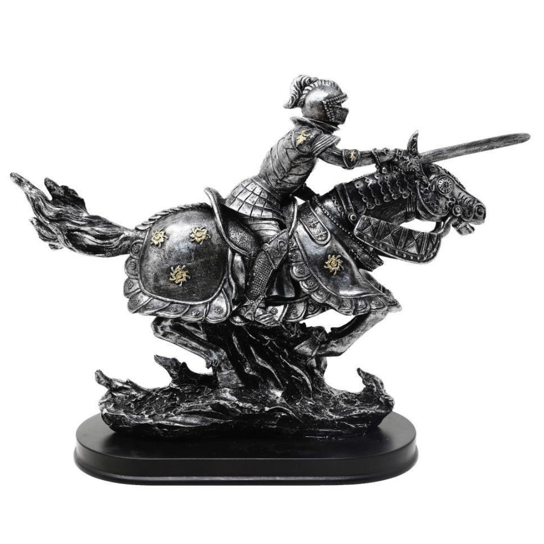 Knight on Horseback Figurine 31cm – hand-painted polyresin – MC-23152
