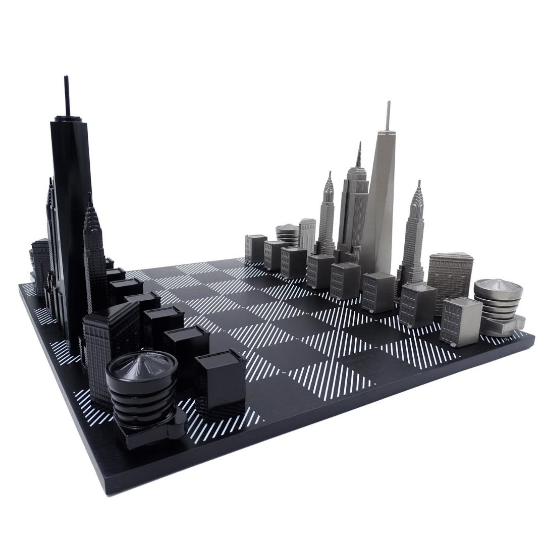 Designer Skyline New York Chess Set in Stainless Steel – NY