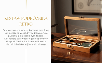 Traveler's Set – Spyglass + Compass + Magnifying Glass in a Wooden Box – NC2677AZ