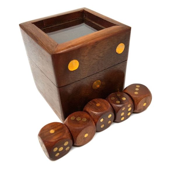 Dice Game in a Wooden Box with Glass Top - G151G/AZ