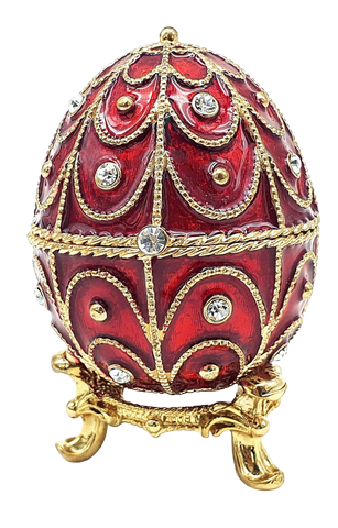 Exclusive Metal Casket with Crystals - Fabergé Egg - B0748-17 RD