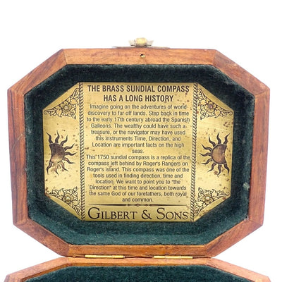 Sundial with Compass in a Wooden Box – Retro Gift for a Traveler – SUN-0106