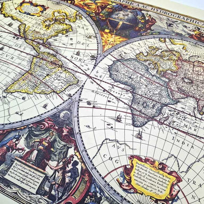 Map of the World 1630 - J. Hondius reprint - M1630 - Gift for a Historian