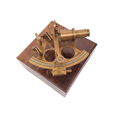 Large Brass Sextant in an Elegant Wooden Box with Custom Engraving