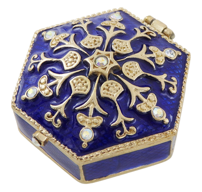 Richly Decorated Metal Gift Box with Crystals - B0035-08BL