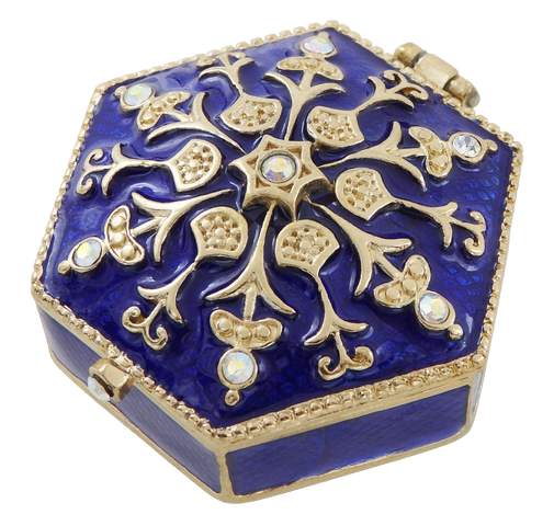 Richly Decorated Metal Gift Box with Crystals - B0035-08BL