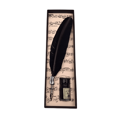 Calligraphy Set - Black Goose Feather Quill with Nib + Ink - 1027