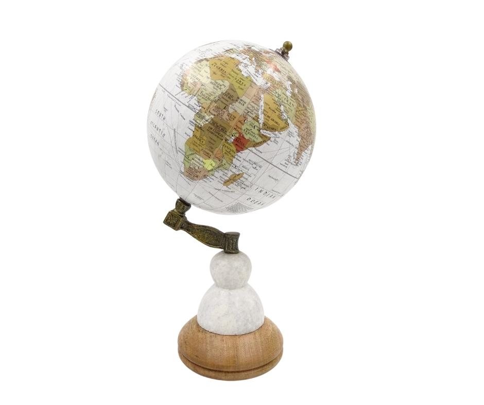 Voyager Decorative Globe on a Marble and Wooden Base – GLB-108
