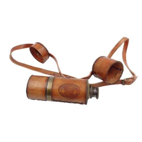 Retro Brass Leather Spyglass with Strap - Replica - NC1596