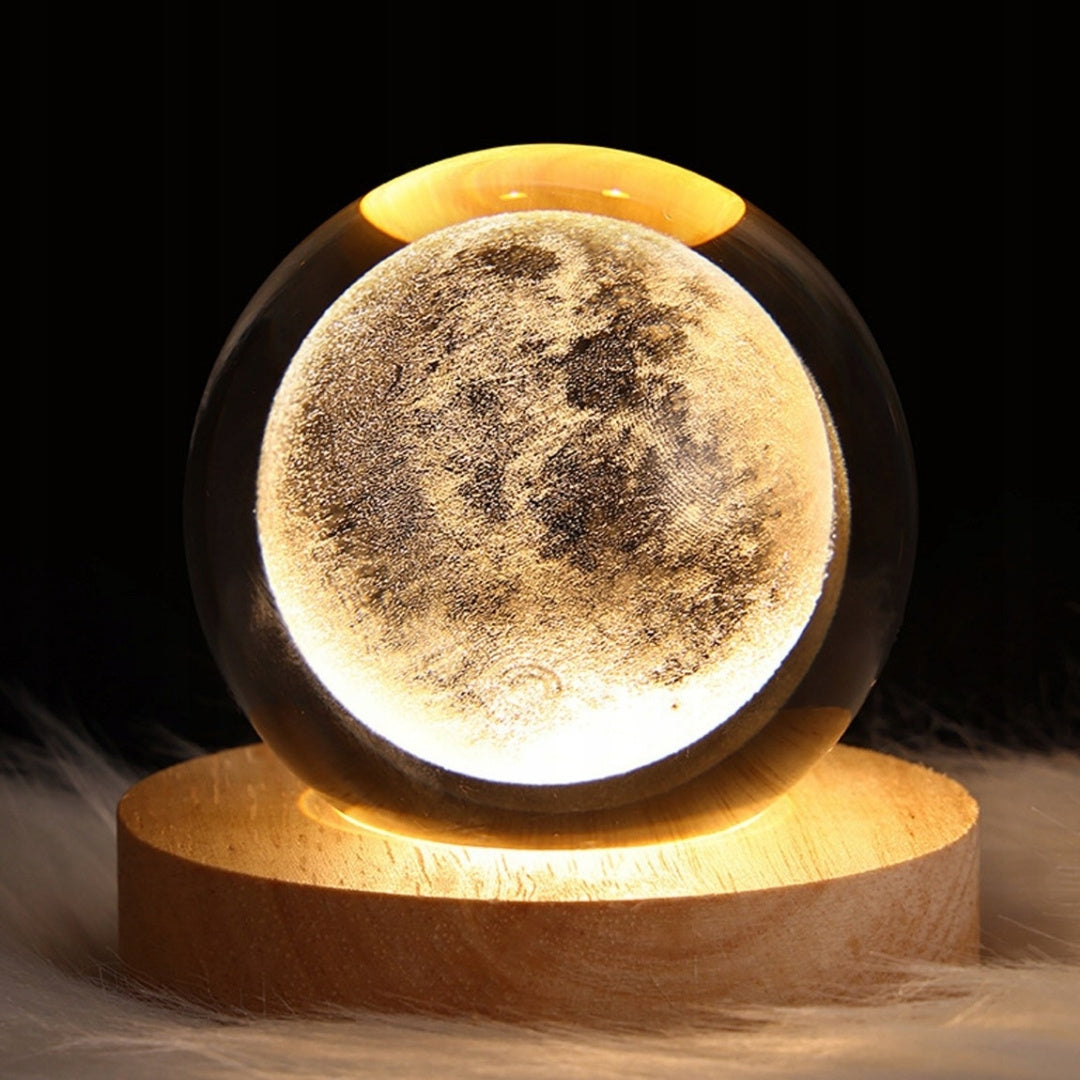 3D Glass Moon Sphere - LED USB Night Light - Desk Gadget
 - KKS