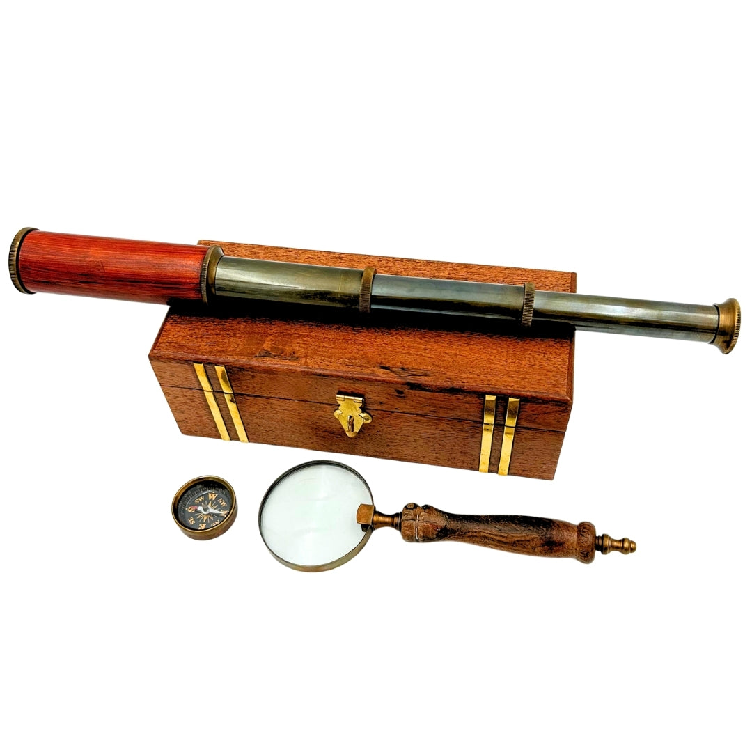 Exclusive Retro Gift Set – Spyglass, Compass and Magnifying Glass - NC102369