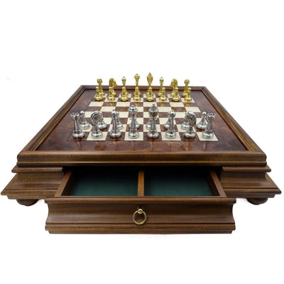 Large Exclusive Italfama Chess Set Made of Gold-Plated Metal 53x53 cm – N137