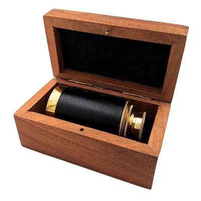 Retro Brass Spyglass in a Wooden Box - NC 1111