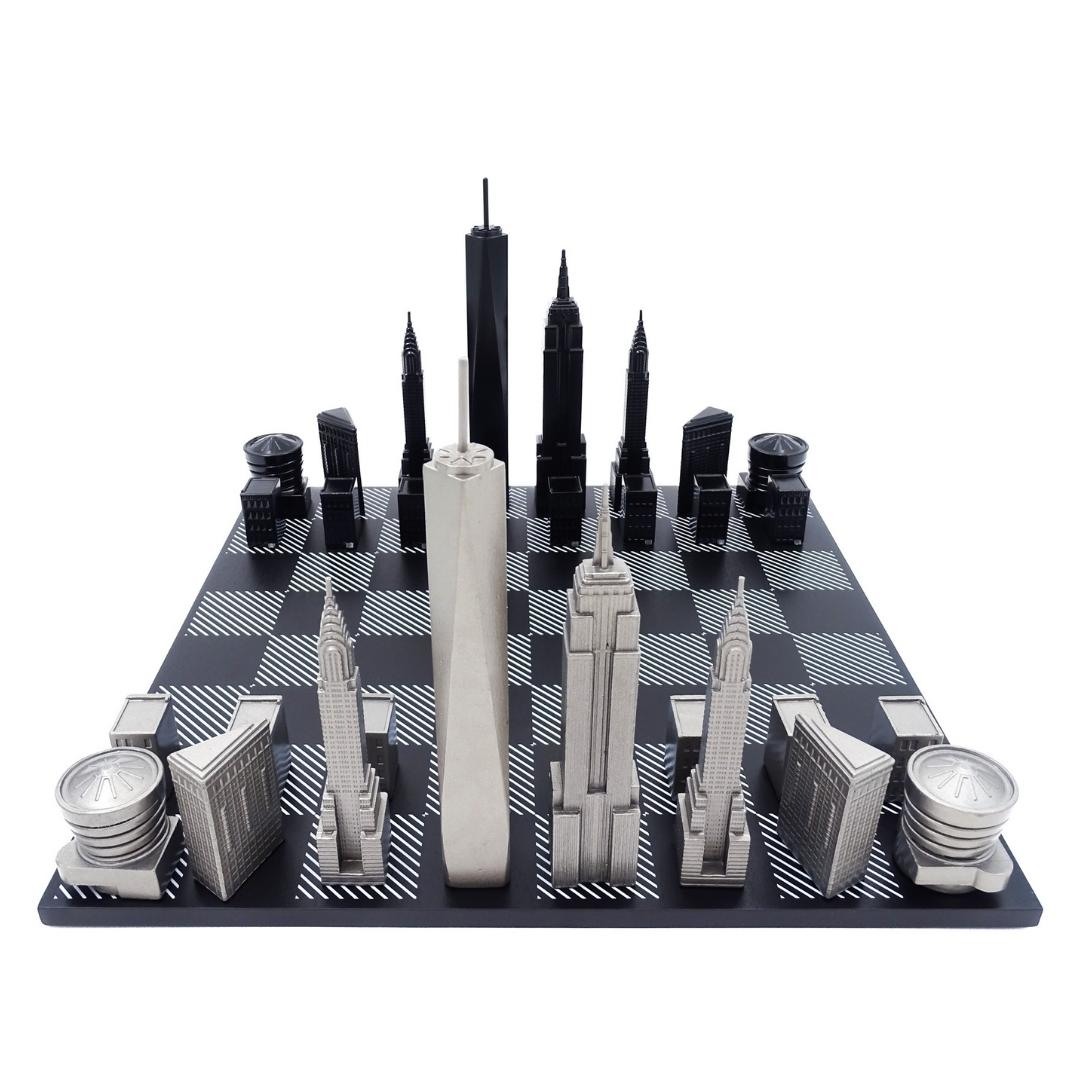 Designer Skyline New York Chess Set in Stainless Steel – NY