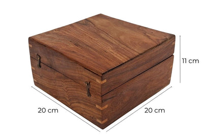 Elegant Wooden Gift Box, 20x20x11 cm, with a Navy Insert and Personalization Option via Engraving