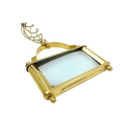 Large Rectangular Brass Magnifying Glass 3.5x Magnification - 70718