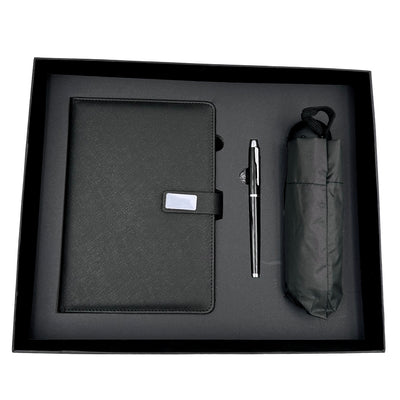 Elegant Gift Set - Leather Notebook with Umbrella and Pen in a Gift Box - EE12