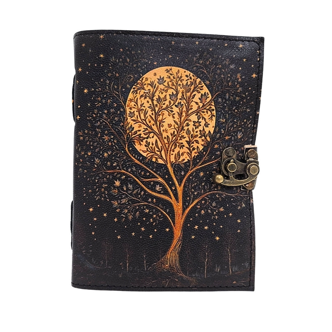 Vintage Retro Leather Notebook Tree and Moon 200 Pages – AH08