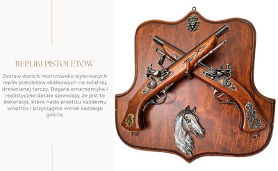 Replicas of 2 Flintlock Pistols on a Hanger – for Wall Mounting TR-236