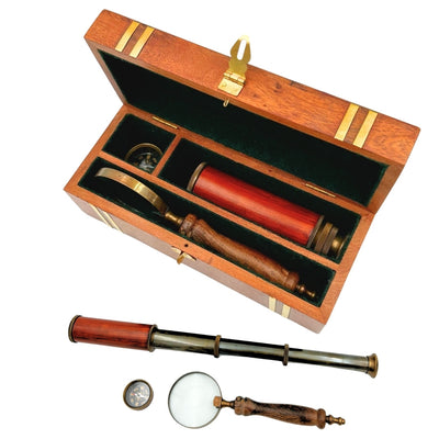 Exclusive Retro Gift Set – Spyglass, Compass and Magnifying Glass - NC102369
