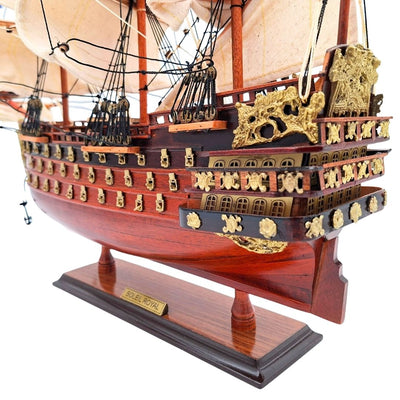 Assembled 46 cm Soleil Royal sailing ship model - Handcrafted from exotic wood with the option of personalization by engraving